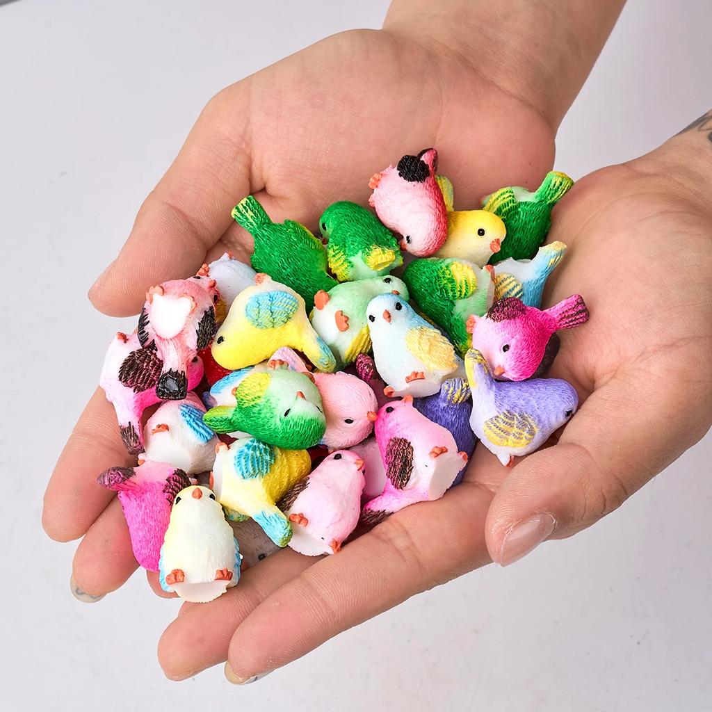 8pcs Miniature Bird Figurines Garden Decoration Animal Model Fairy Garden Moss Micro Landscape Artificial Little Bird Home Decor