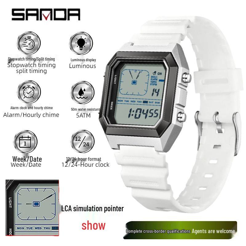 Sanda Men's Large Screen Luminous Multifunctional Waterproof Countdown Wristwatch