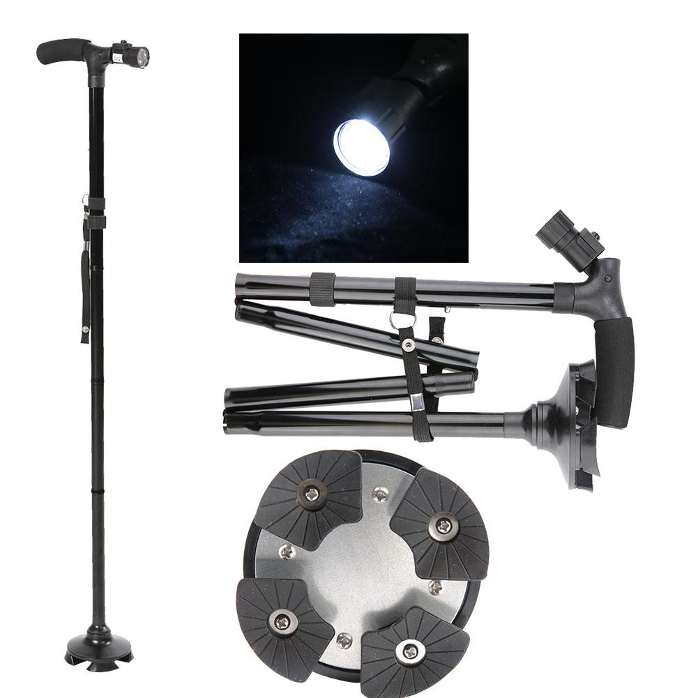 Foldable LED Safety Walking Stick Height Adjustable Magic Cane for Old Man
