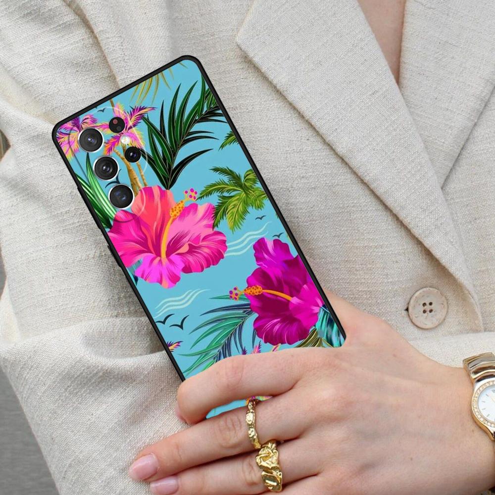Tropical Flower Cell Phone Case for Samsung Galaxy S26 Ultra S25 S24 S23 S22 S21 S20 Note10 Cover