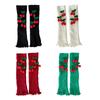 Knitted Leg Covers with Festival Cute Cherry Bowknot for Women Christmas Ruffled Leg Warmers Boot Cuffs Footless Socks