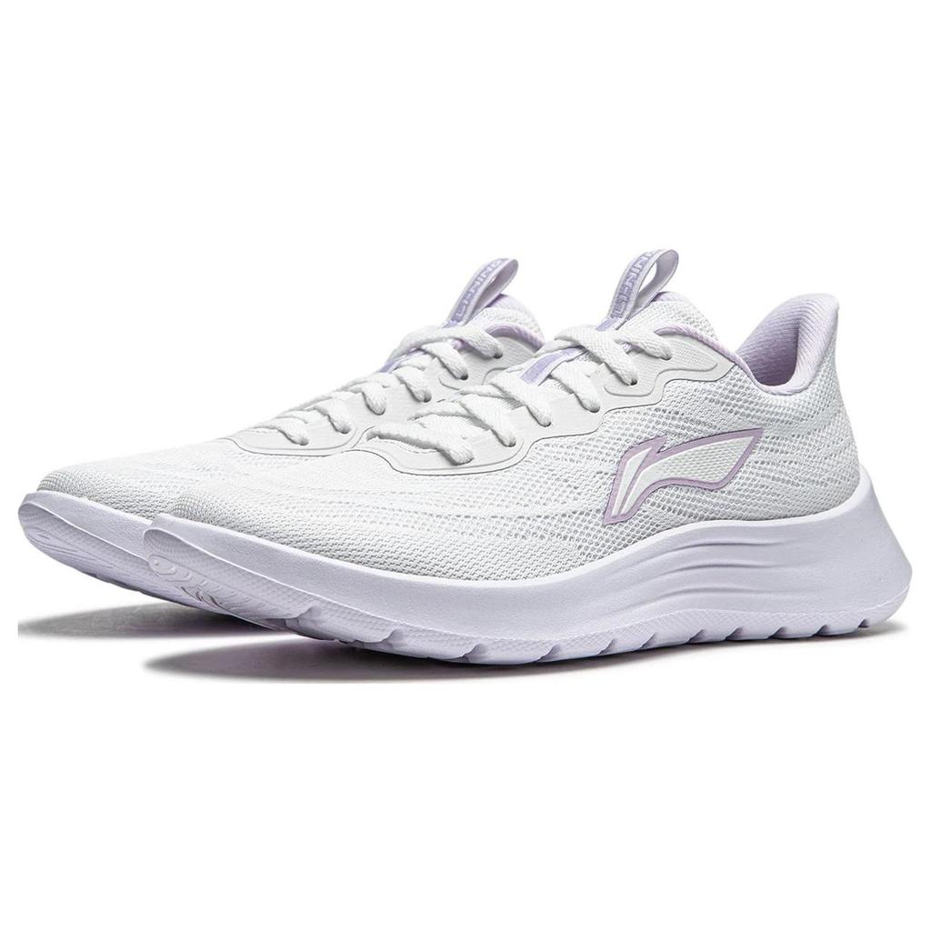 Li-Ning Lightweight Feather Series Comfortable Shock Absorbing Durable Low Top Running Shoes Women sneaker White ARSU022-1