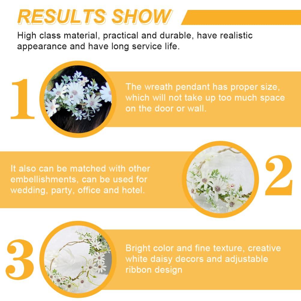 FRCOLOR White Daisy Artificial Flower 9x8 for Weddings and with Lightweight Indoor and Outdoor Decoration Wreath, inches, Parties, Ribbon, 35g,