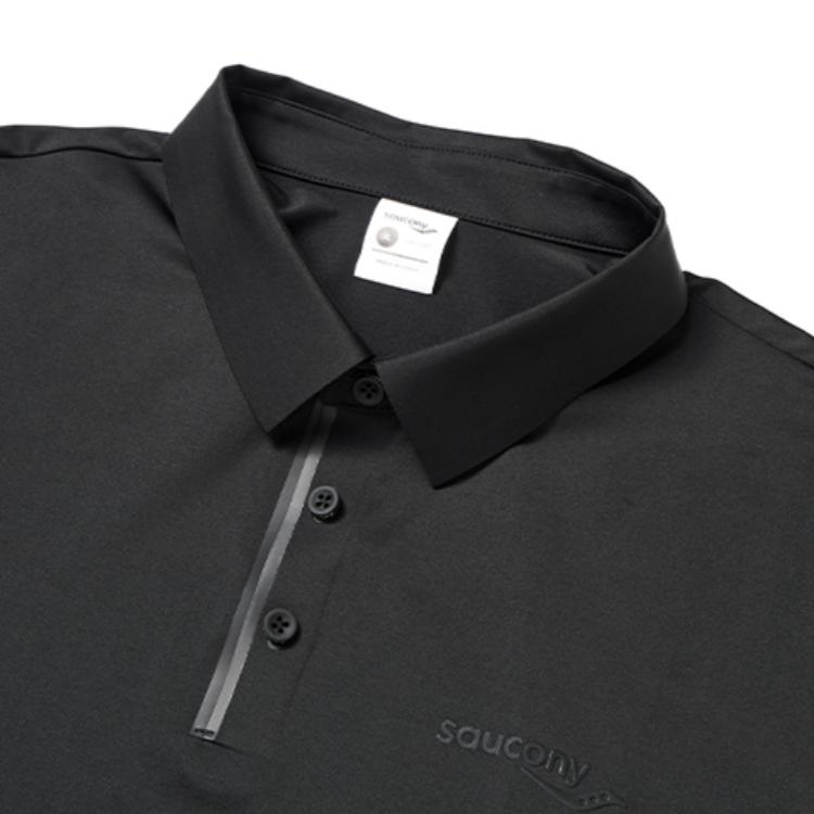 Saucony Solid Color Pullover Polo Shirt Men tops Black SC2239075-1