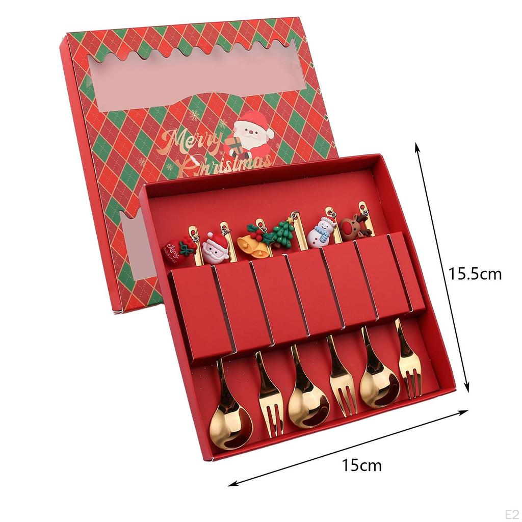Christmas Cutlery with Gift Box, Fork And Spoon Set, Multipurpose Tea Spoons,
