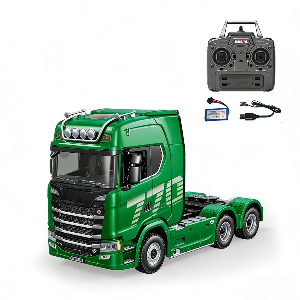 HUINA 1501 770S 1/18 19CH 2.4G RC Alloy Tractor Truck Engineering Trailer Truck with Light and Sound Toys for Boys Adults Gifts