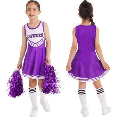 Παιδικά κορίτσια Cheer Leader Στολή Παιδική Μαζορέτα με κάλτσες 2 πομ πομ