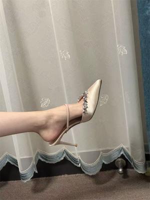 Fashion Single Shoes Outer Sandals Women 2025 Summer New Popular Fairy Gentle French Stiletto Pointed High Heels