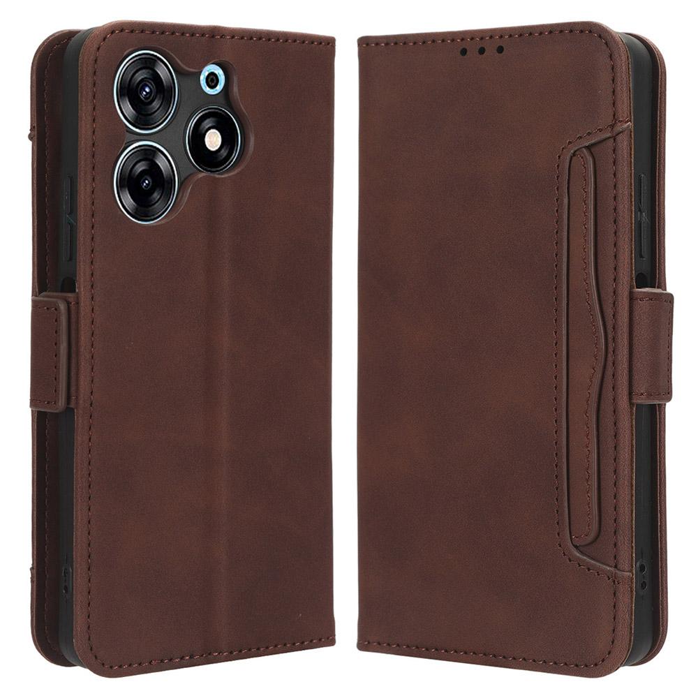 

Кошелек Чехол для телефона для TECNO Spark 10 Pro/KI7 Кожаный откидной чехол Множество слотов для карт Чехол для телефона с подставкой Brown