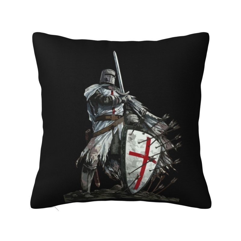 

Custom Templar Shield Cross Medieval Warrior Sword Cushion Cover Knights Templar Deus Vult Soft Throw Pillow Case Decor Home 30x30cm 12x12in