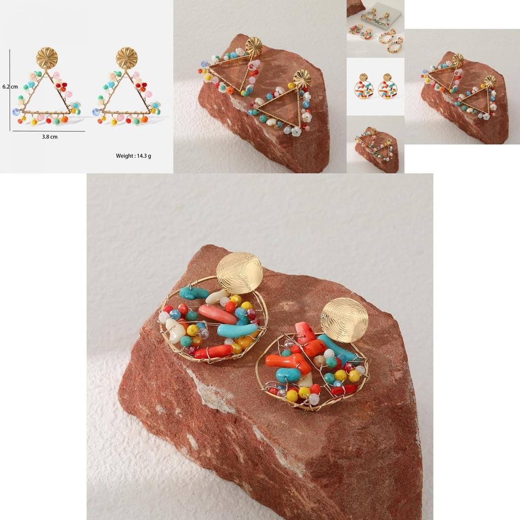 Trendy Alloy Dangle Earrings For Women Fashionable Geometric Shapes Triangle Oval