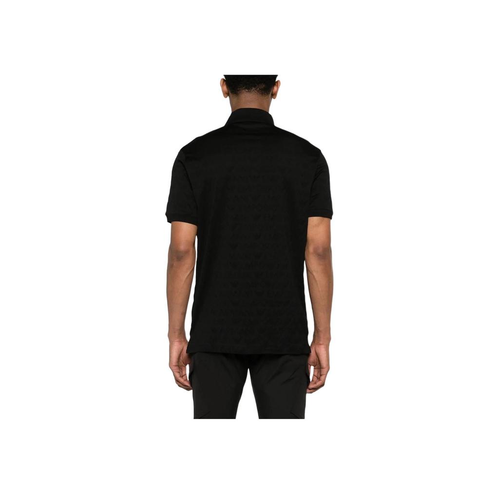 Emporio Armani Solid Logo Jacquard Pullover Short Sleeve Polo Shirt Men Tops Black 3D1FM8-1JORZ-0999