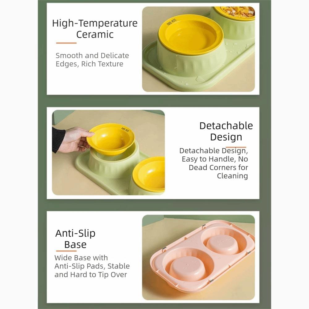 Ceramic Double Pet Bowl Anti-tip Pet Feeding Bowl Dog Bowl Double Pet Feeding Bowl Set Indoor