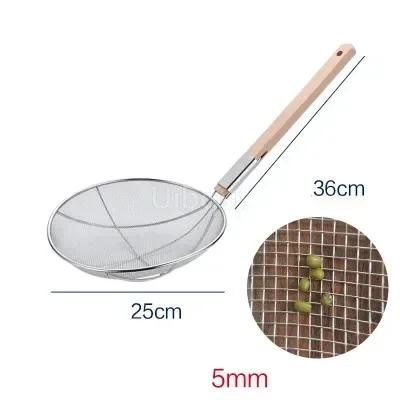 Stainless steel big long noodle French fries colanders strainer basket wooden handle frying net Hot Pot leaky filter sieve sink