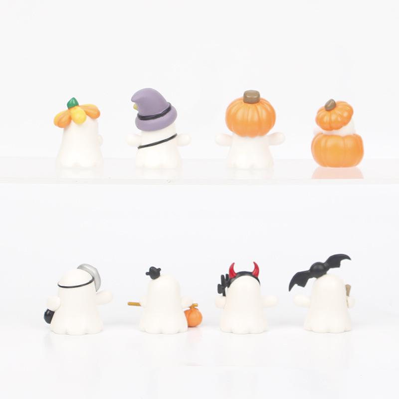 8 Halloween Figurines: Pumpkin, Ghost, Bat, Spider, and Black Cat Ornaments