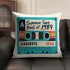 Vintage Kassettentape Kissenbezug Atmungsaktives Leinen Bio-Stoff Beidseitiger Druck Sofakissenbezug Heimdekoration