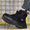 Fashion Waterproof Work Boots Men Steel Toe Boots Black Leather Safety Shoes High Top Winter Working Shoes Security Protective Boot