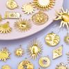 6pcs Real Gold Plated Sun Charms For Jewelry Making Supplies Stainless Steel Charm Pendants Heart Moon Thread Sunshine Material