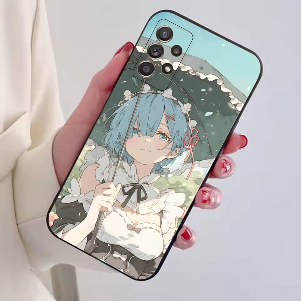 Rem Anime Girl Re Zero Phone Case For Samsung S25,S24,S21,S22,S23,S30,Ultra,S20,Plus,Fe,Lite,Note,10,Black Cover