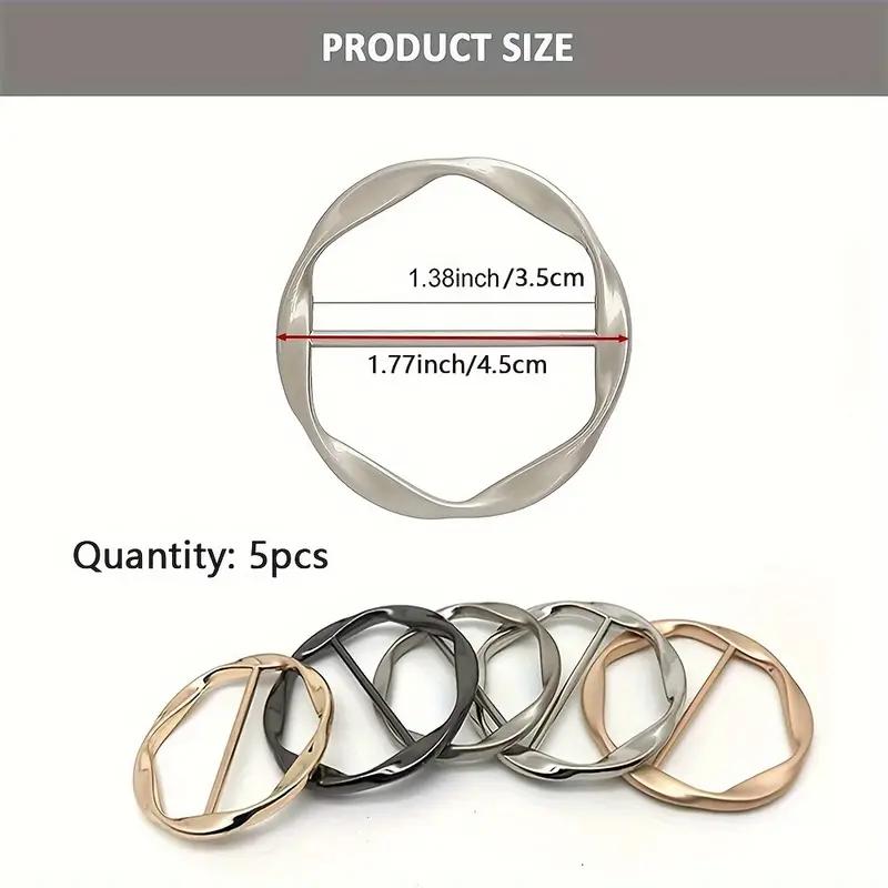 5pcs/set Multipurpose Shirt Ring Belt Buckle Belt and Scarf Adjuster Slim Belt Fashion Accessories Scarf Buckle