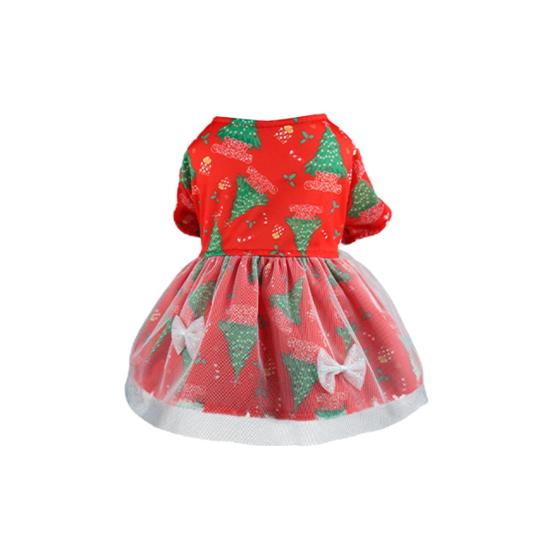 Beautiful Xmas Tree Pattern Eye-catching Pet Clothing Christmas Festival Skirt for Winter