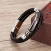 Minimalist Crystal Stone Bracelet Braided Leather Cord Stainless Steel Chain Waterproof Jewelry for Men Women Daily Use