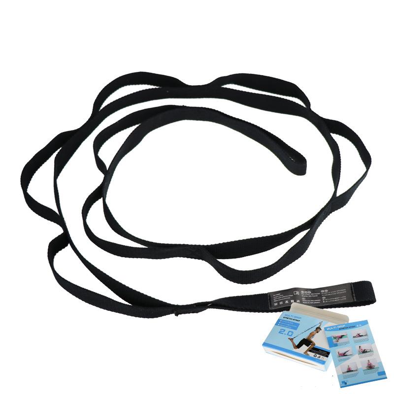 Elastic Strap with 10 Flexible Loops Exercises Workout Yoga Pilates Stretch Resistance Strap Belt чёрный
