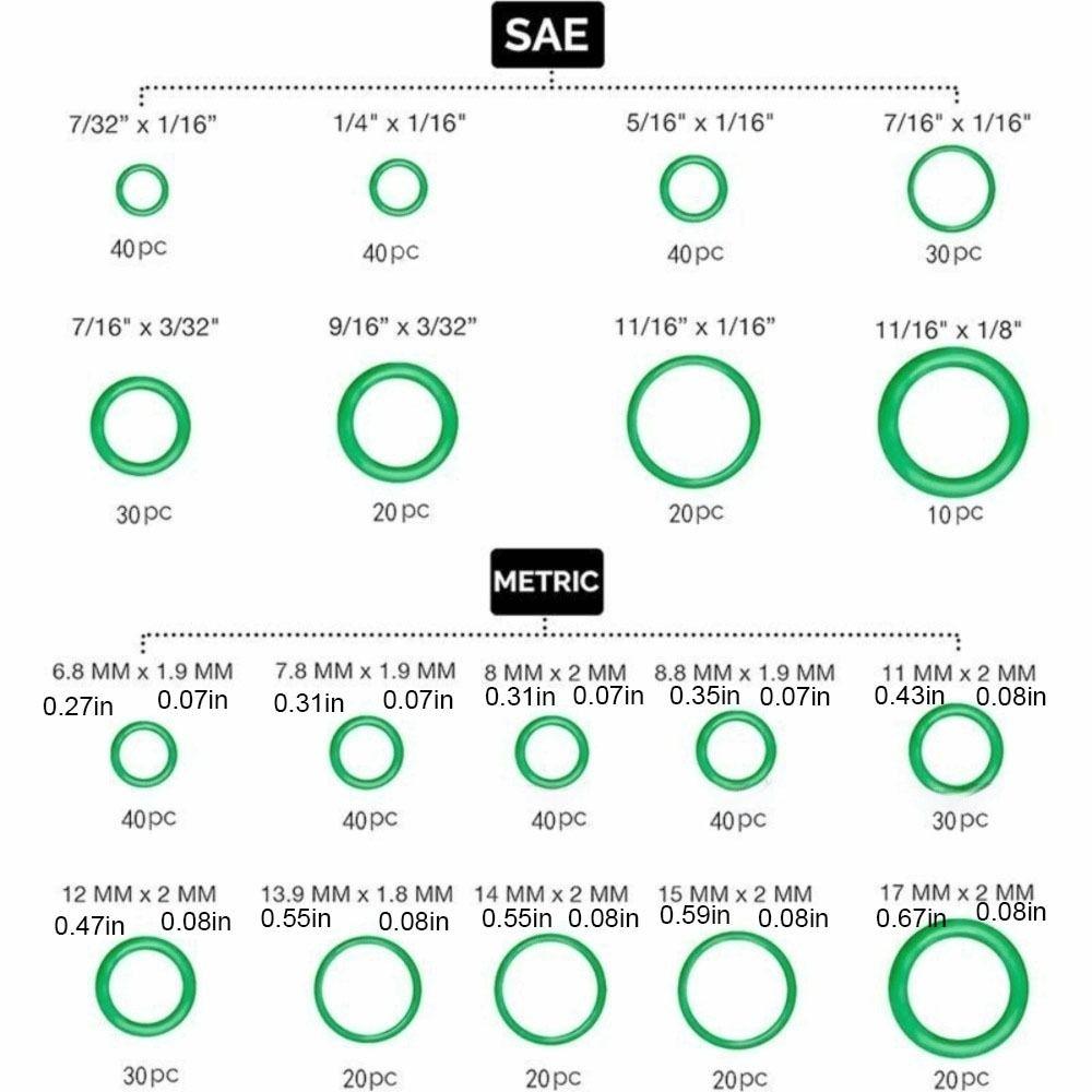 530pcs/set 18 Size Seal Rubber O-Rings Green Automotive A/C Plumbing Repair  Plumbing Repair