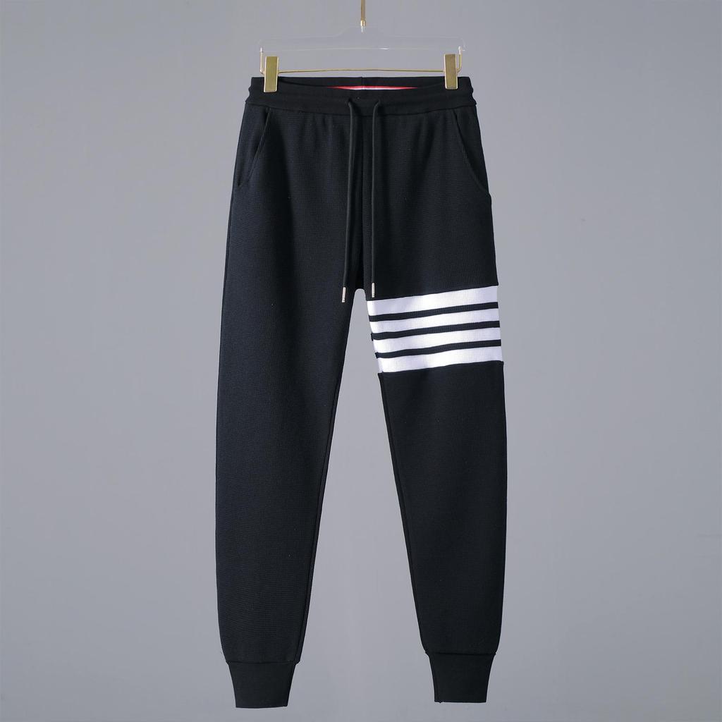 TB JL Four-Bar Waffle Sweatpants: Trendy European & American Loose Casual Trousers for Men & Women, Perfect for Autumn & Winter.