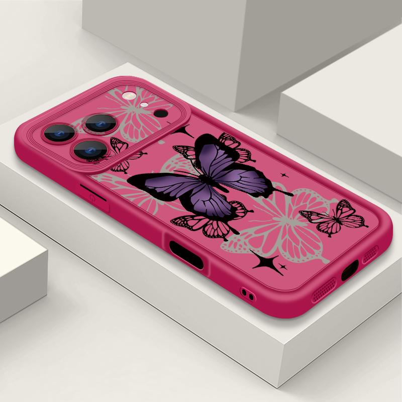 Soft TPU Phone Case For iPhone 17 Pro 15 16 Pro Max 14 13 Pro Max 16e 17e Shockproof Black Butterfly Printed Silicone Back Cover