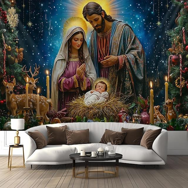 Nativity scene tapestry wall hanging 75x100