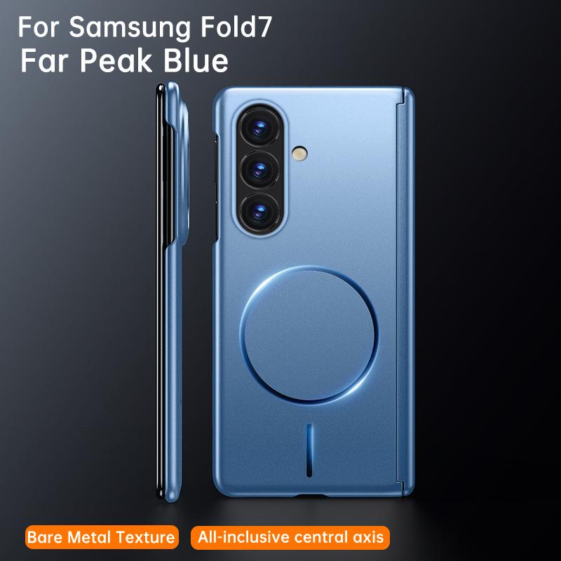 Luxury Metallic Paint Magnetic Phone Case for Samsung Galaxy Z Fold 7 6 5 4 ZFold7 ZFold6 for Magsafe Hinge Protective Cover