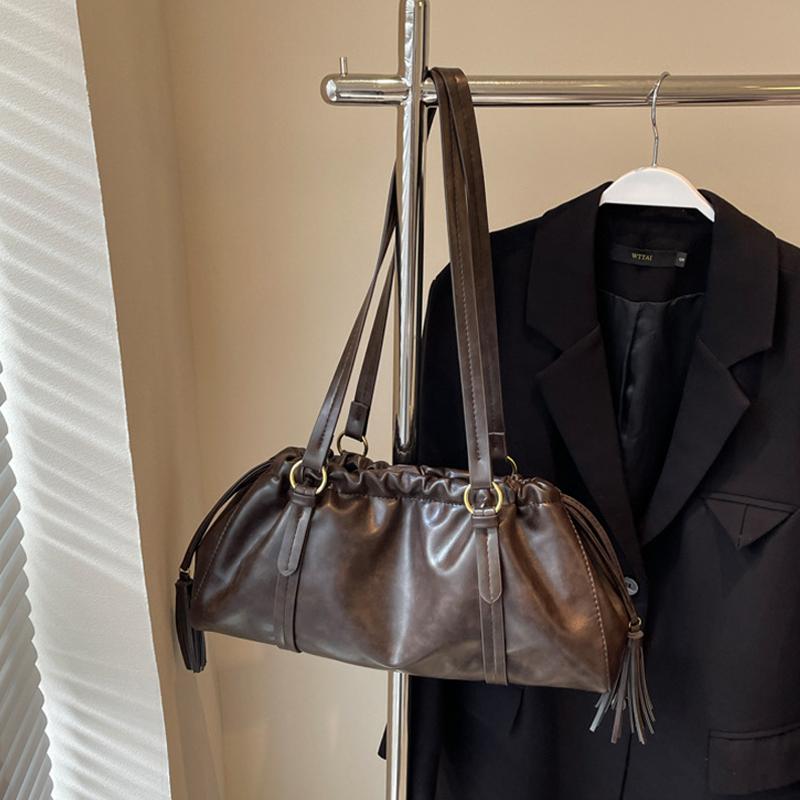 

Складчатые винтажные сумки-тоут из ПУ кожи, застежка-пряжка, сумки-бостон через плечо, большая вместимость, женская сумочка, роскошная сумка подмышку CLE 39x11x19cm