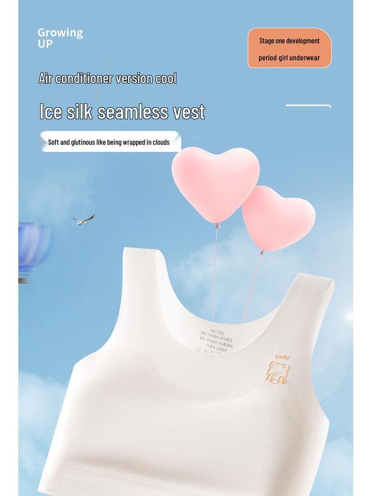 Girls' Summer Thin Style Training Bra for Puberty, Ages 12+