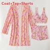 Fashion Sexy Print Bikini Three Piece Swimsuit For Water Sports Women