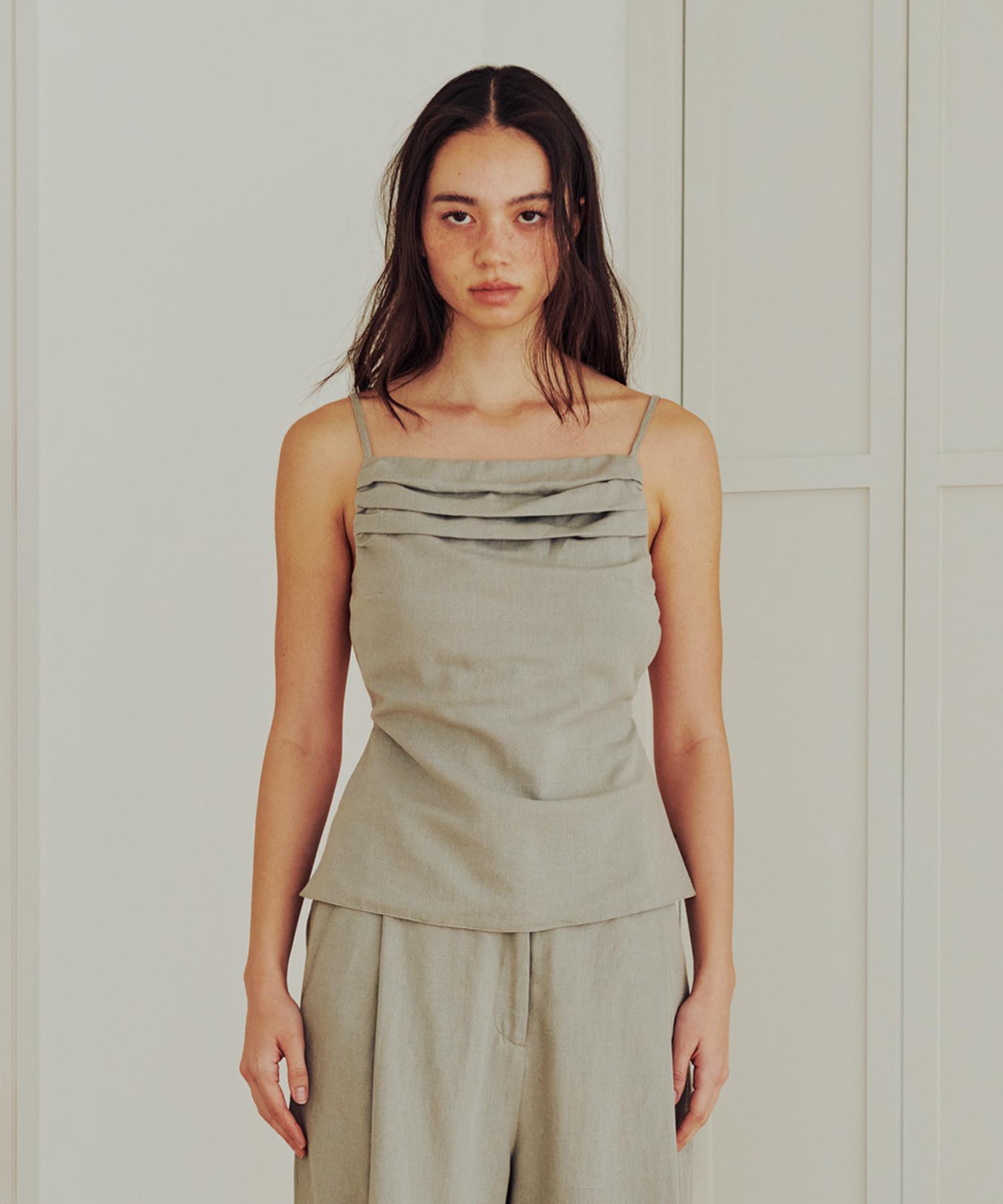 Thirteen Months Linen Backless Top (Beige) Beige