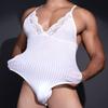 Men's Sexy Bodysuit Mesh Lace Crossdressing Sissy Lingerie Smooth Ultra-Thin See Through Elastic Gays Underwear Tights