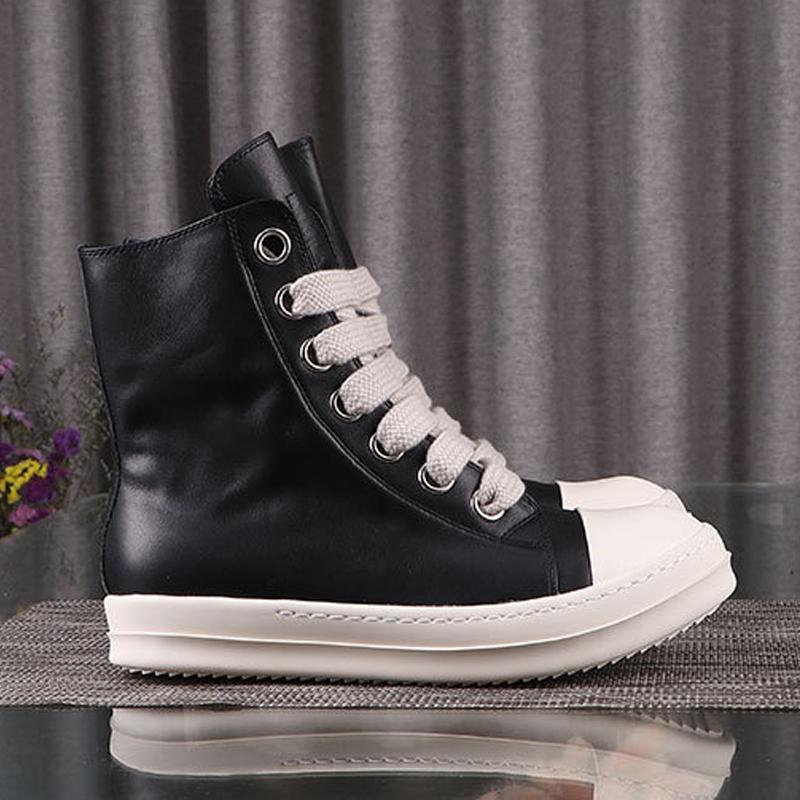 Herr Casual Skor Mode Herr Sneakers Snörskor för Man Streetwear Extra Långa Skosnören Svarta Enfärgade Sneakers