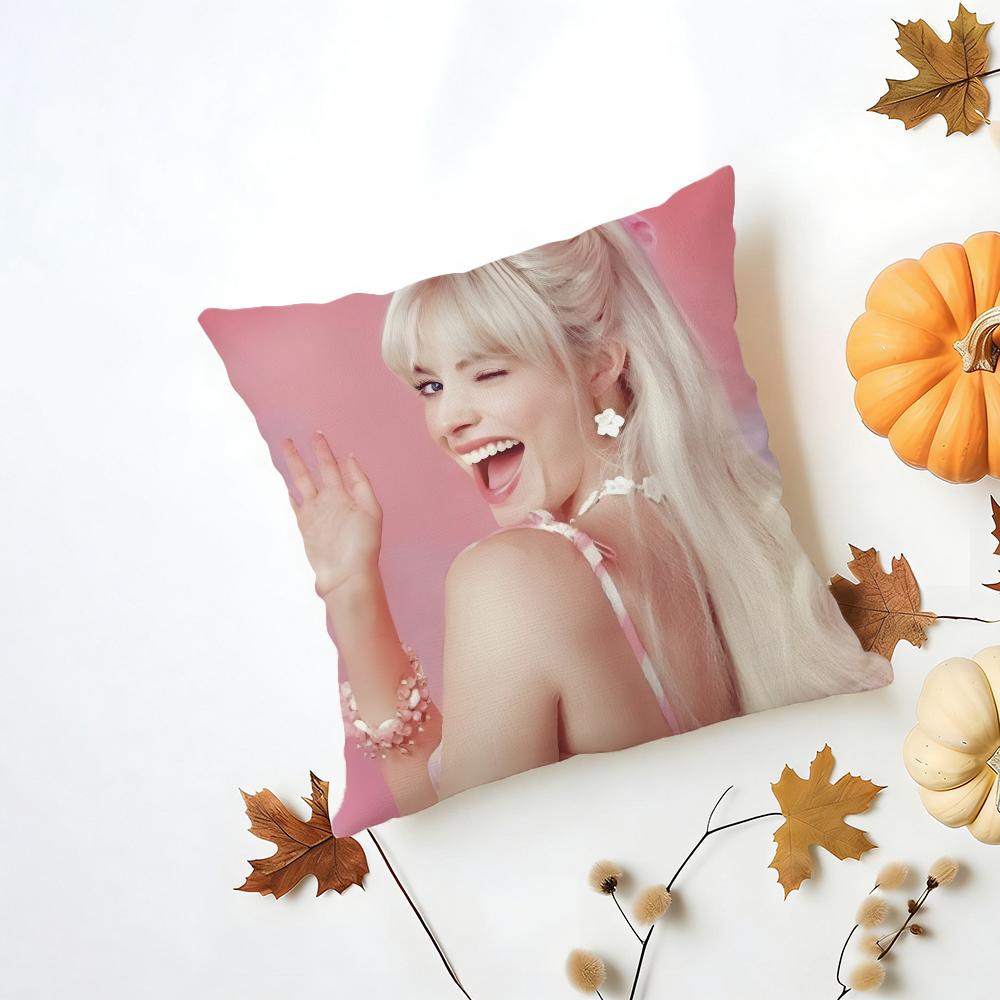 MMargot Robbie Cushion Cover Washable Linen Pillowcase Soft  for Daily Sofa Bed Home Room Decor