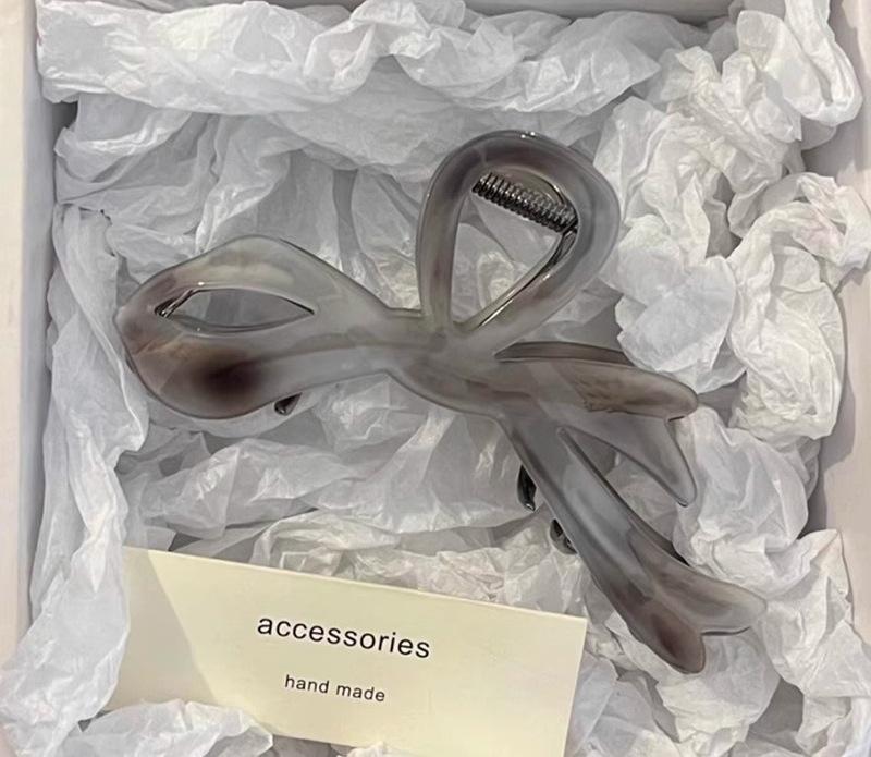 High-End Metal Acetate Ash Blue Hair Clip: Women's Elegant Large Shark Clip Headdress