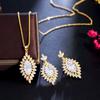 Copper Inlaid Zircon Earrings Necklace Two-Piece Set Exotic Style Women'S Elegant Pendant Earrings Jewelry Set Chain