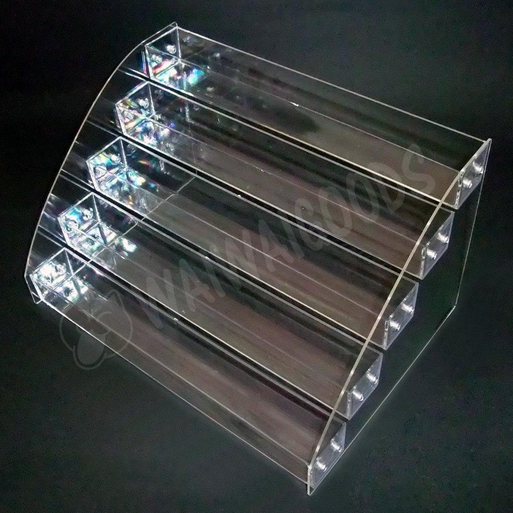WAIWAIGOODS Clear Acrylic Display Stand, Collection Storage Case for Cosmetics, Small Items, Figures, Tiered Display, Assembled (5 Tiers)