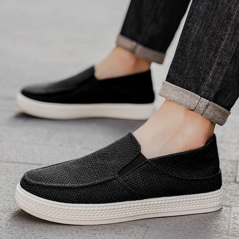 Fashion Men's Casual Shoes Plain Canvas Non Slip Sneakers Lightweight Hiking Designer Luxury Without Leather Sale Trends 2025 Male Shoe