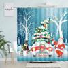 Christmas Shower Curtains Funny Santa Clause Elk Red Truck Moon Winter Landscape New Year Fabric Bathroom Decor Bath Curtain Set