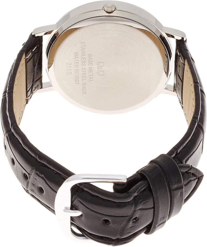 Citizen Analog Date Leather White Q&Q Men's Watch, Waterproof, Display, Strap, D020-304,