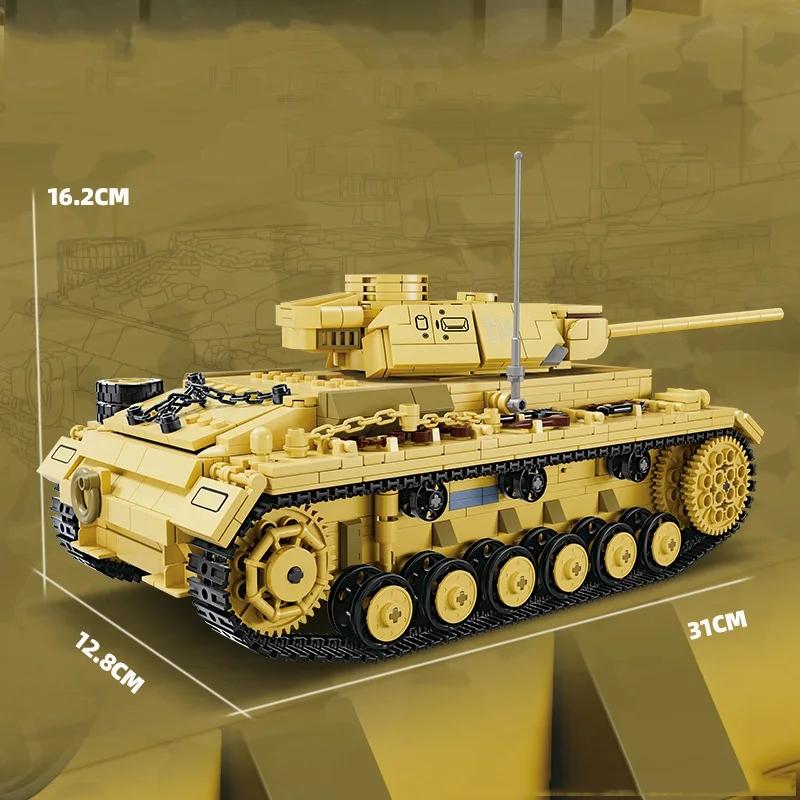 WW2 World War Germany Army Tank Military Vehicle Building Block Bricks Toys Birthday Christmas Children's Day for Boys Kids Adult