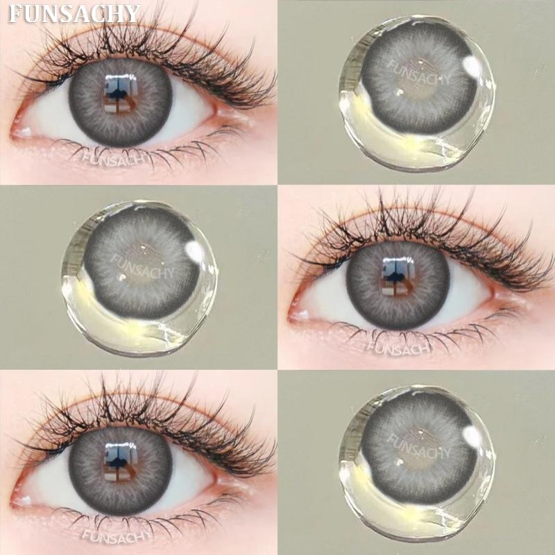 FUNSACHY 1 pár přírodně hnědých kontaktních čoček pro oči velké černé oči čočky korejská krása šedé zornice módní barevné oční kontakty