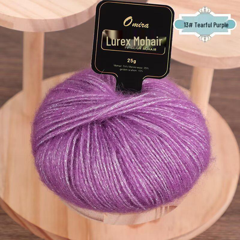 Gold Lurex Mohair Silk Yarn 25g for Knitting Scarves, Gloves, Hats, and Shawls