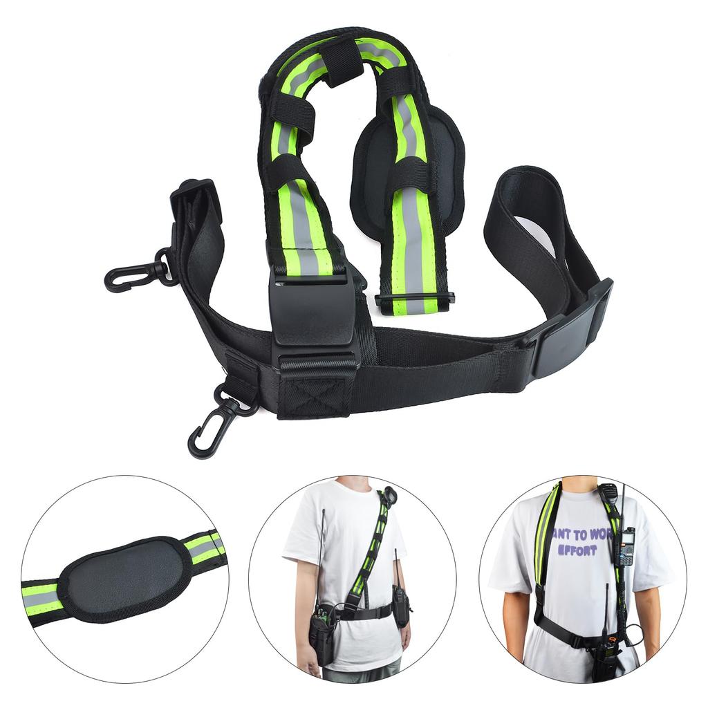 [YNIBST] Multifunctional Radio Compatible Belt, NeckShoulder Radio Holder with Car Microphone Hanger, Reflective Material, Easy To Wear, Adjustable