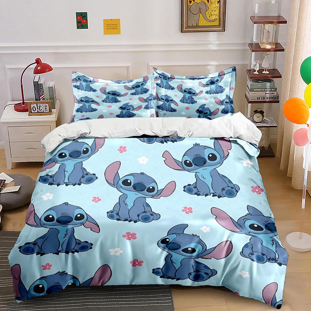 Cute Blue Cartoon Alien Print Bedding Duvet Cover Set Duvet Cover Pillowcases (1*Duvet Cover 2*Pillowcases, Without Duvet Insert)